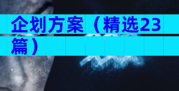 企划方案（精选23篇）