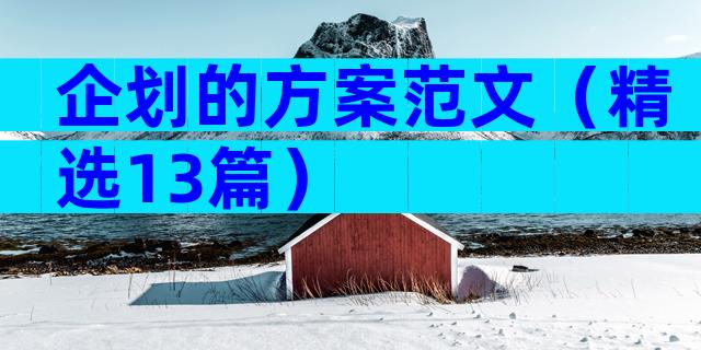 企划的方案范文（精选13篇）
