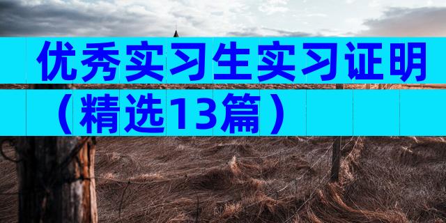 优秀实习生实习证明（精选13篇）