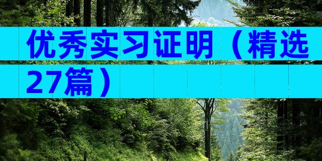 优秀实习证明（精选27篇）