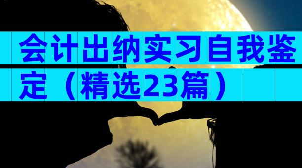 会计出纳实习自我鉴定（精选23篇）