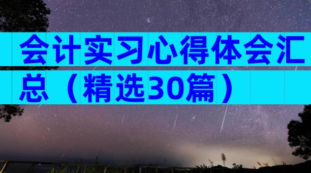 会计实习心得体会汇总（精选30篇）