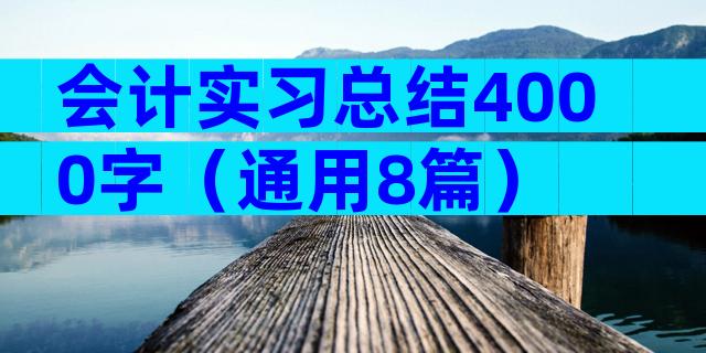 会计实习总结4000字（通用8篇）