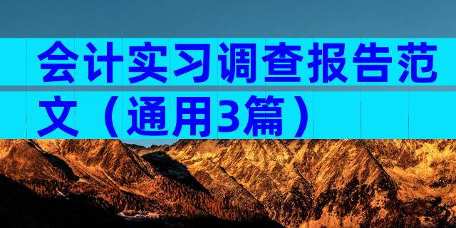 会计实习调查报告范文（通用3篇）