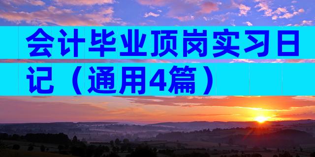 会计毕业顶岗实习日记（通用4篇）
