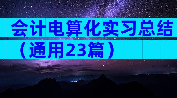会计电算化实习总结（通用23篇）