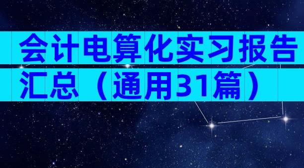 会计电算化实习报告汇总（通用31篇）
