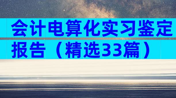 会计电算化实习鉴定报告（精选33篇）