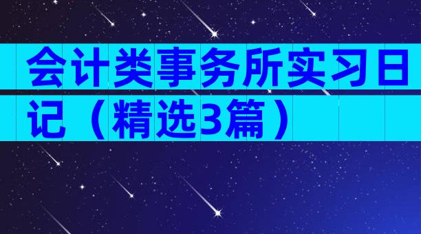会计类事务所实习日记（精选3篇）