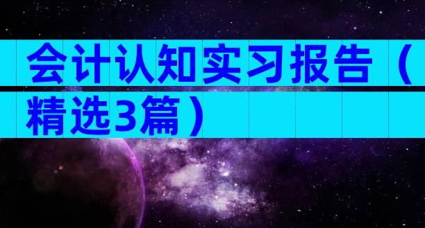会计认知实习报告（精选3篇）