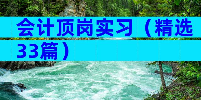 会计顶岗实习（精选33篇）