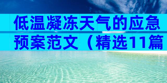 低温凝冻天气的应急预案范文（精选11篇）