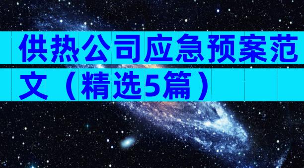 供热公司应急预案范文（精选5篇）