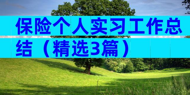 保险个人实习工作总结（精选3篇）