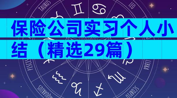 保险公司实习个人小结（精选29篇）