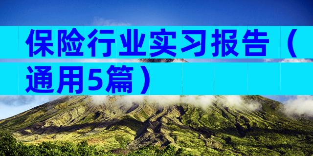保险行业实习报告（通用5篇）