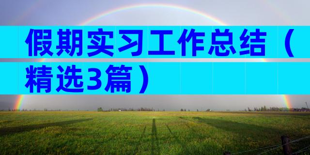 假期实习工作总结（精选3篇）