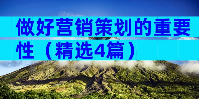 做好营销策划的重要性（精选4篇）