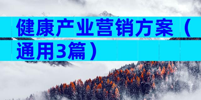 健康产业营销方案（通用3篇）
