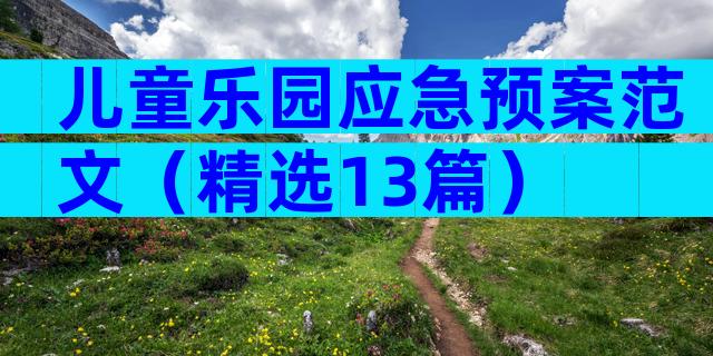 儿童乐园应急预案范文（精选13篇）