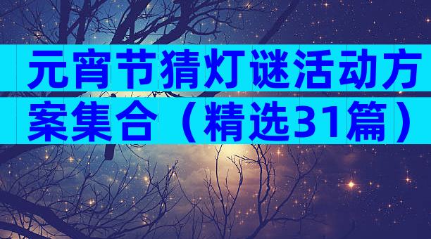 元宵节猜灯谜活动方案集合（精选31篇）
