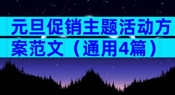 元旦促销主题活动方案范文（通用4篇）
