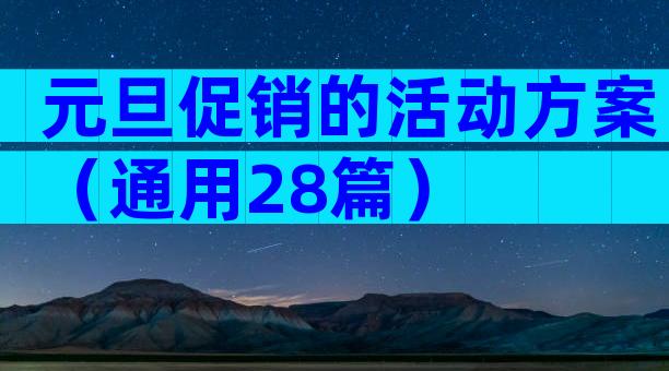 元旦促销的活动方案（通用28篇）