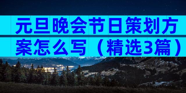 元旦晚会节日策划方案怎么写（精选3篇）