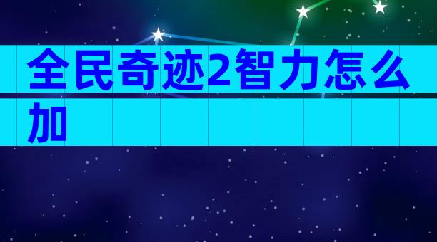 全民奇迹2智力怎么加
