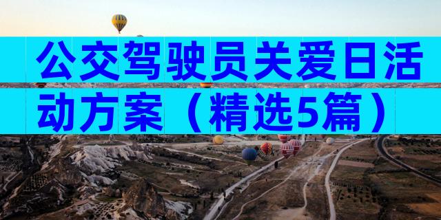 公交驾驶员关爱日活动方案（精选5篇）