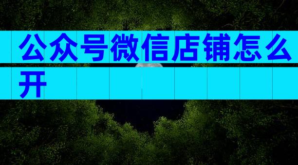 公众号微信店铺怎么开