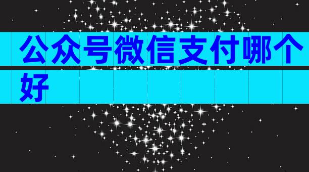 公众号微信支付哪个好