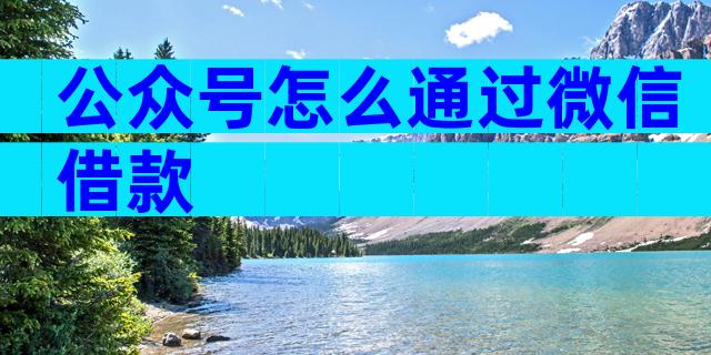 公众号怎么通过微信借款