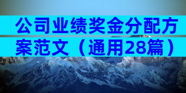 公司业绩奖金分配方案范文（通用28篇）