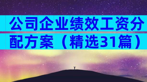 公司企业绩效工资分配方案（精选31篇）