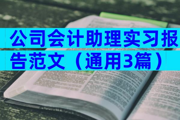 公司会计助理实习报告范文（通用3篇）