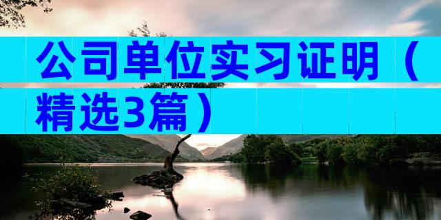 公司单位实习证明（精选3篇）