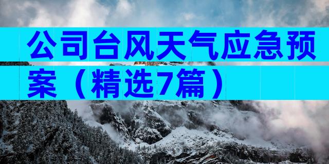 公司台风天气应急预案（精选7篇）