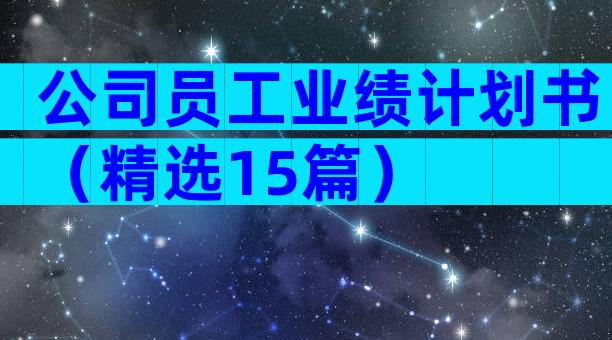 公司员工业绩计划书（精选15篇）