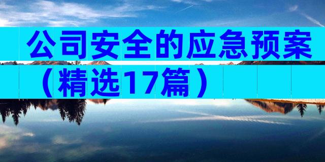 公司安全的应急预案（精选17篇）