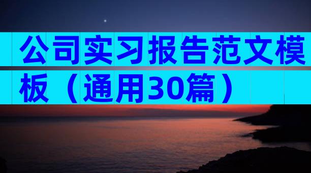 公司实习报告范文模板（通用30篇）