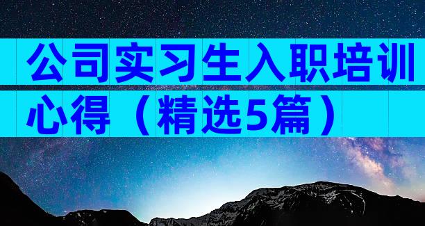公司实习生入职培训心得（精选5篇）