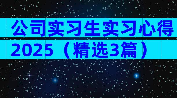 公司实习生实习心得2025（精选3篇）