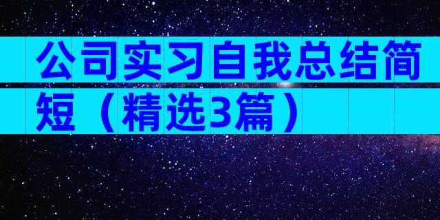 公司实习自我总结简短（精选3篇）