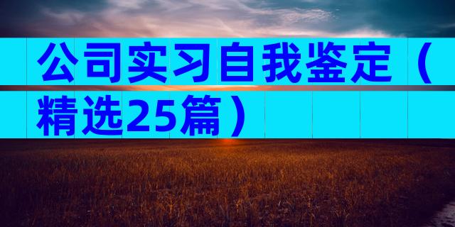 公司实习自我鉴定（精选25篇）