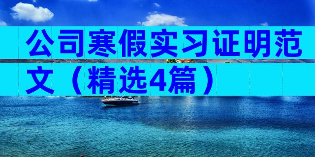 公司寒假实习证明范文（精选4篇）