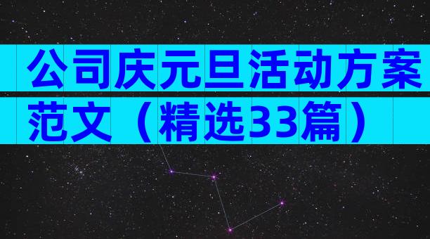 公司庆元旦活动方案范文（精选33篇）