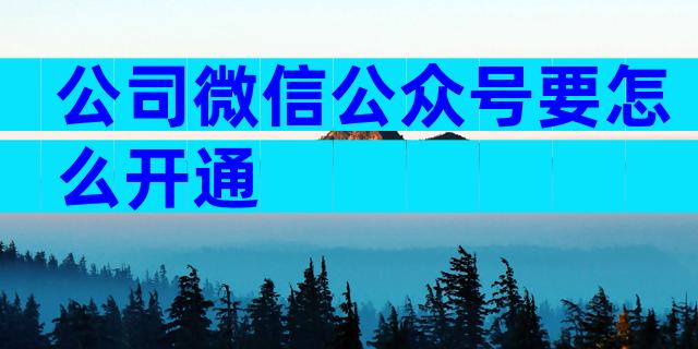 公司微信公众号要怎么开通
