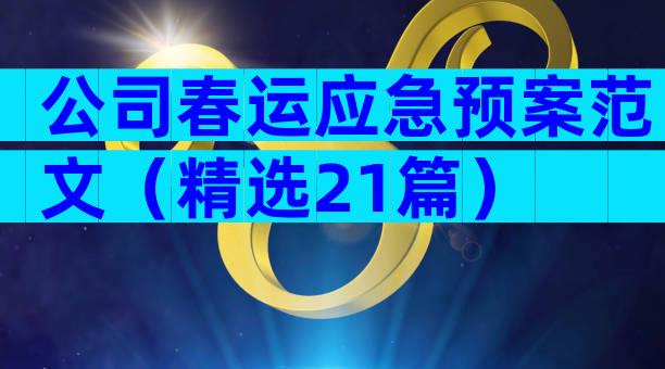 公司春运应急预案范文（精选21篇）