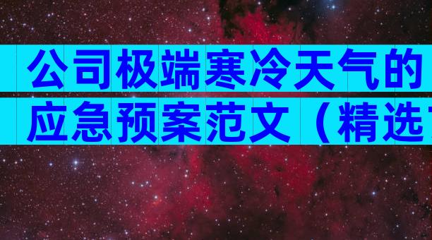 公司极端寒冷天气的应急预案范文（精选7篇）